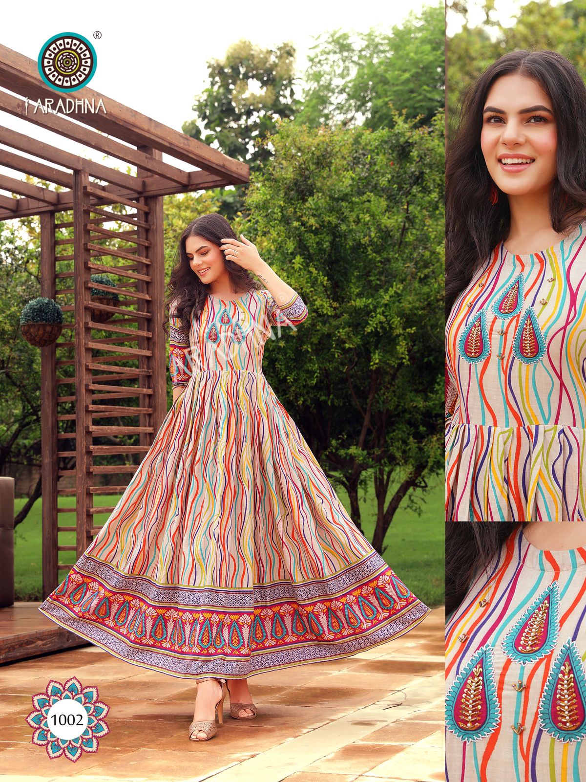 Aradhna Fashion Stripy 1 Heavy Cotton Anarkali Ethnic Wear Stylish Kurti Collection